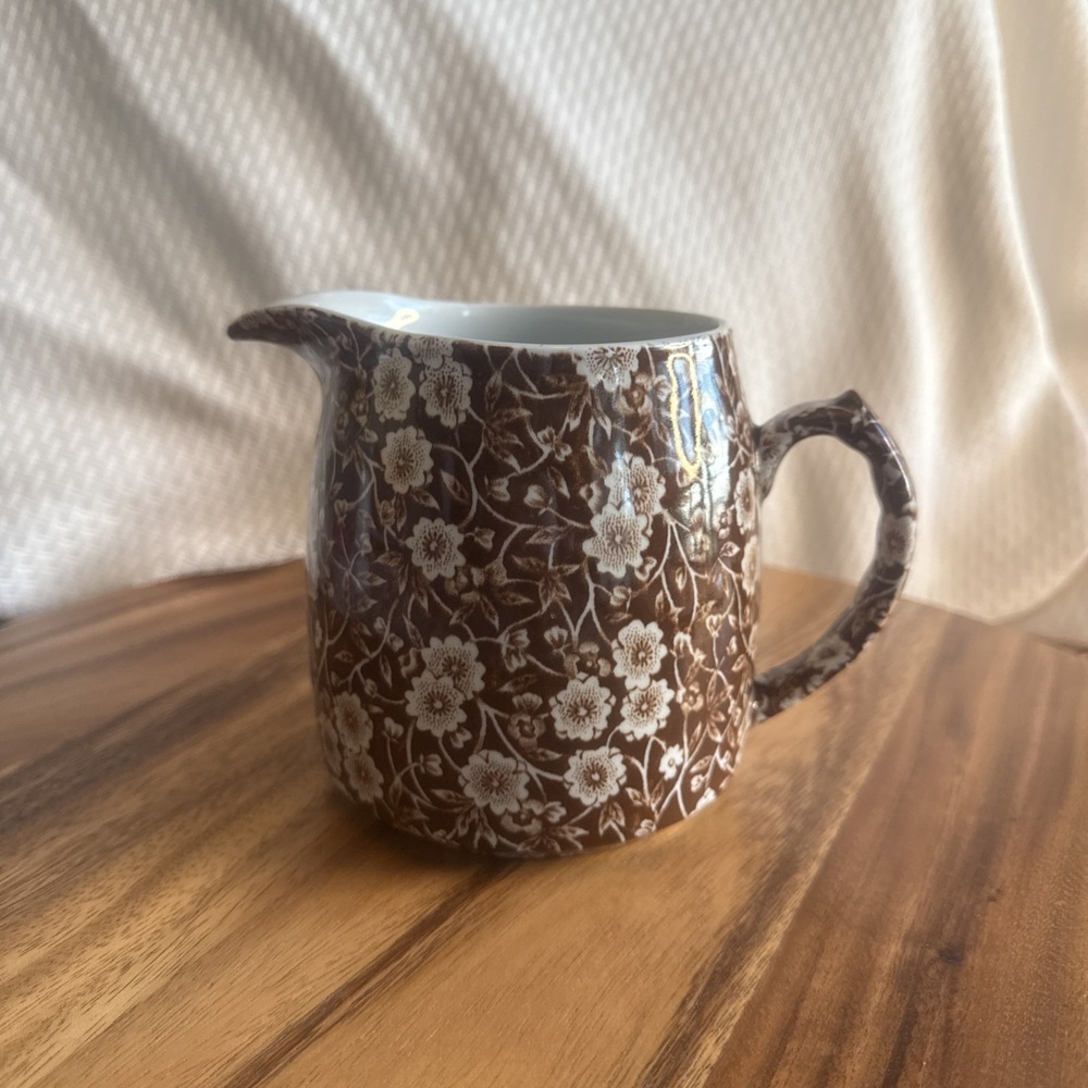 Crownford Calico Brown Pitcher 24 oz Creamer Jug England Discontinued - Picture 3 of 9